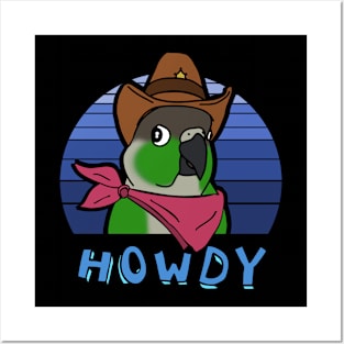 Aesthetic Howdy Cowboy Green Cheeked Conure Posters and Art